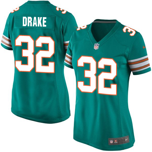 Women's Limited Kenyan Drake Nike Jersey Aqua Green Alternate - #32 NFL Miami Dolphins